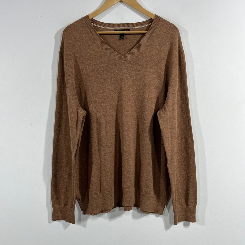 Banana Republic Heritage Old Money Brown V-Neck Sweater Silk Cashmere Mens XL